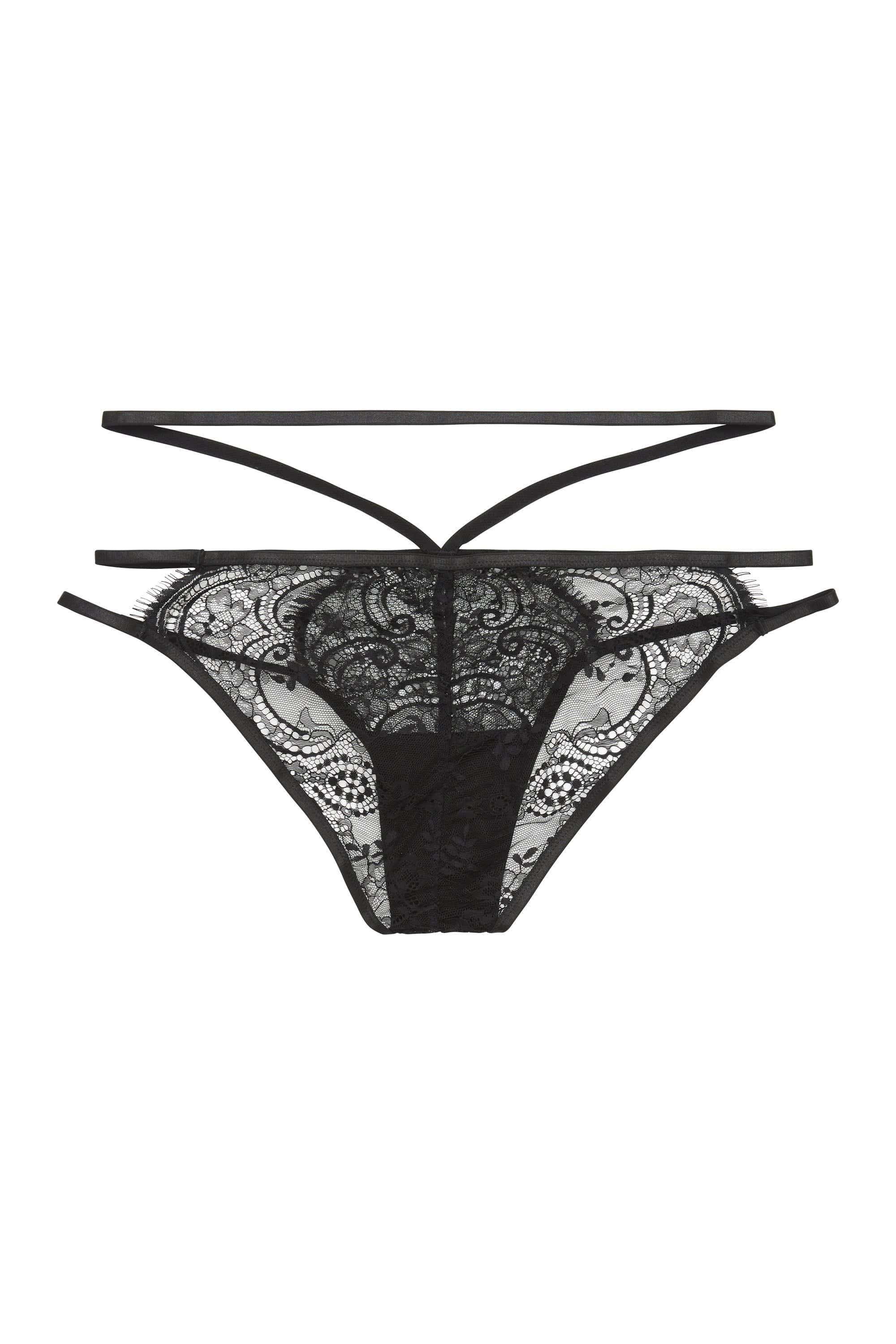 Tanja black lace strappy brief