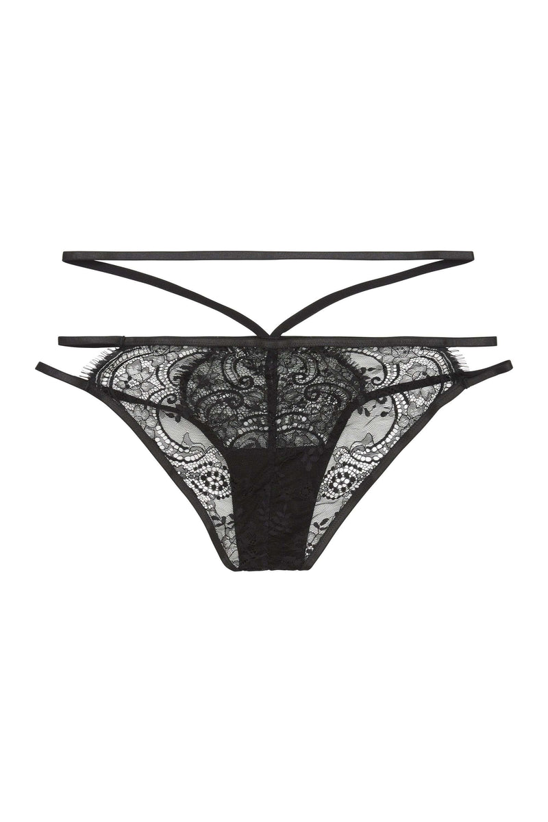 Tanja black lace strappy brief