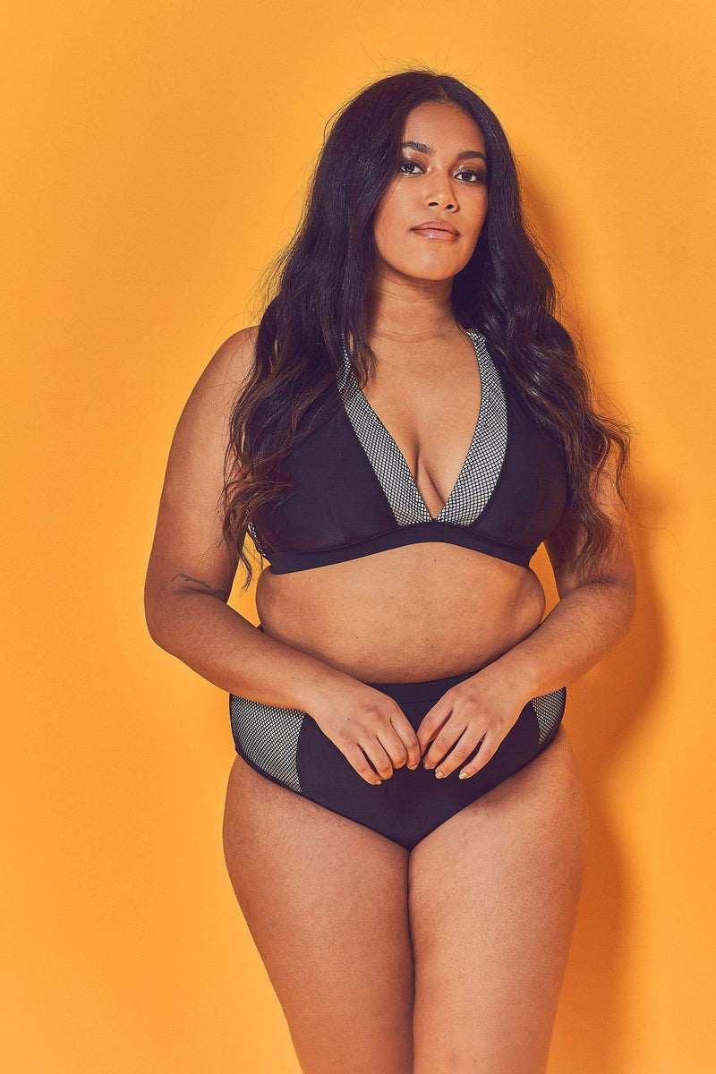 Wolf & Whistle Fishnet Panel Bikini Top Curve