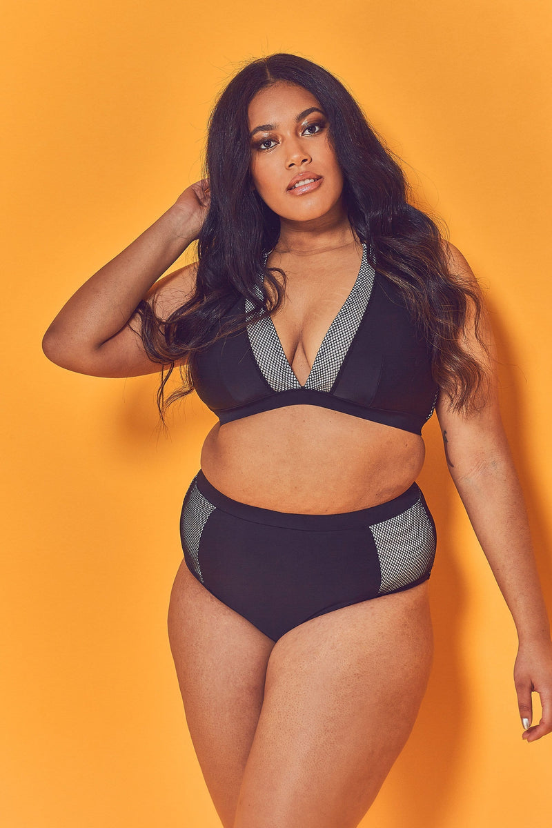 Wolf & Whistle Fishnet Panel High Waist Brief Curve