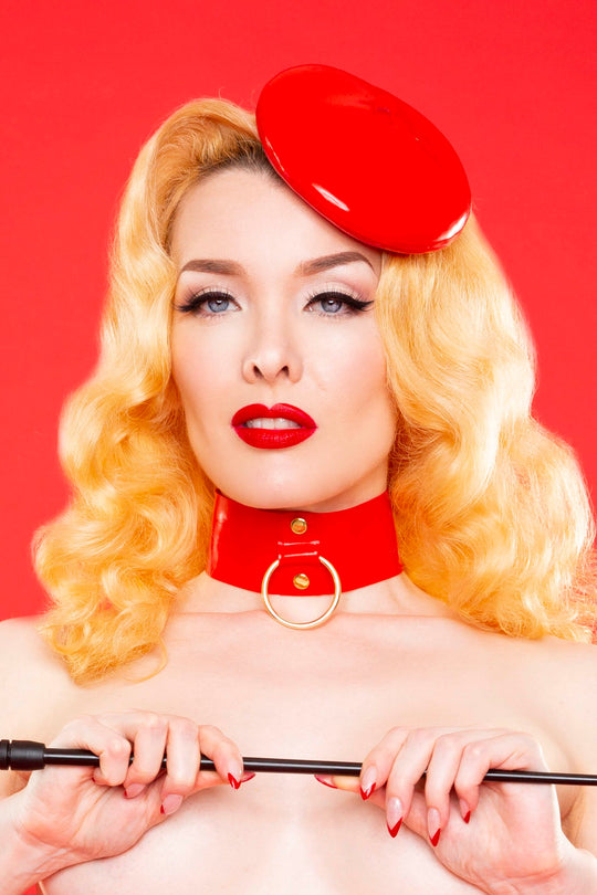 Bettie Page Red Latex Mini Beret
