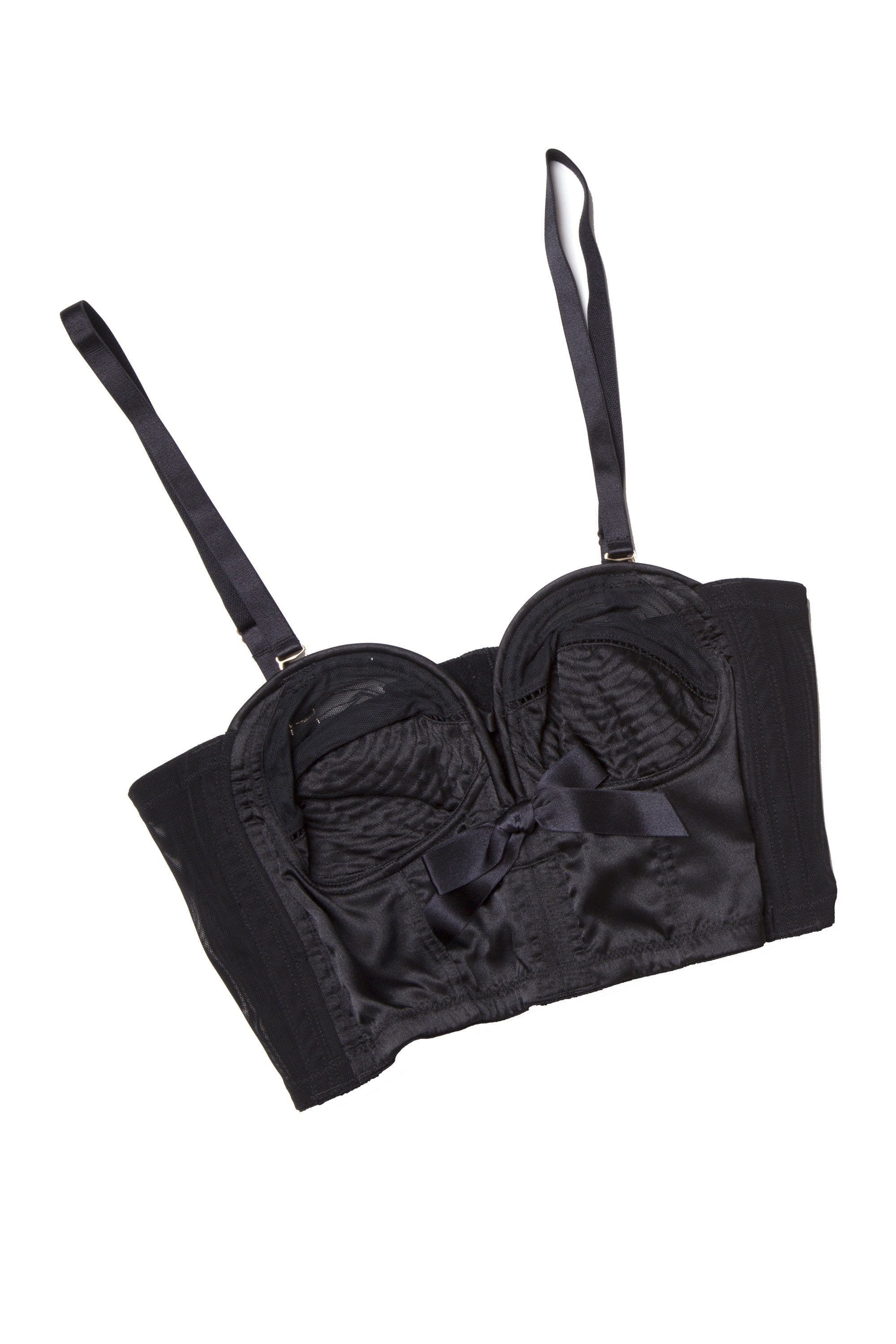 Bettie Page Longline Black Overwire Bra A - DD