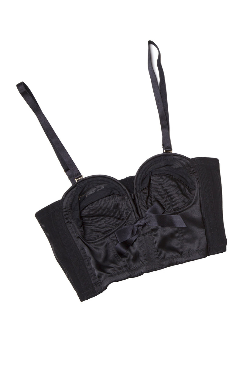 Bettie Page Longline Black Overwire Bra A - DD