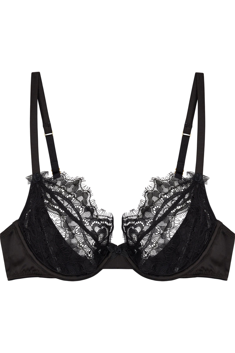 Peek & Beau Minnie Eyelash Lace Open Cup Bra Black A - E