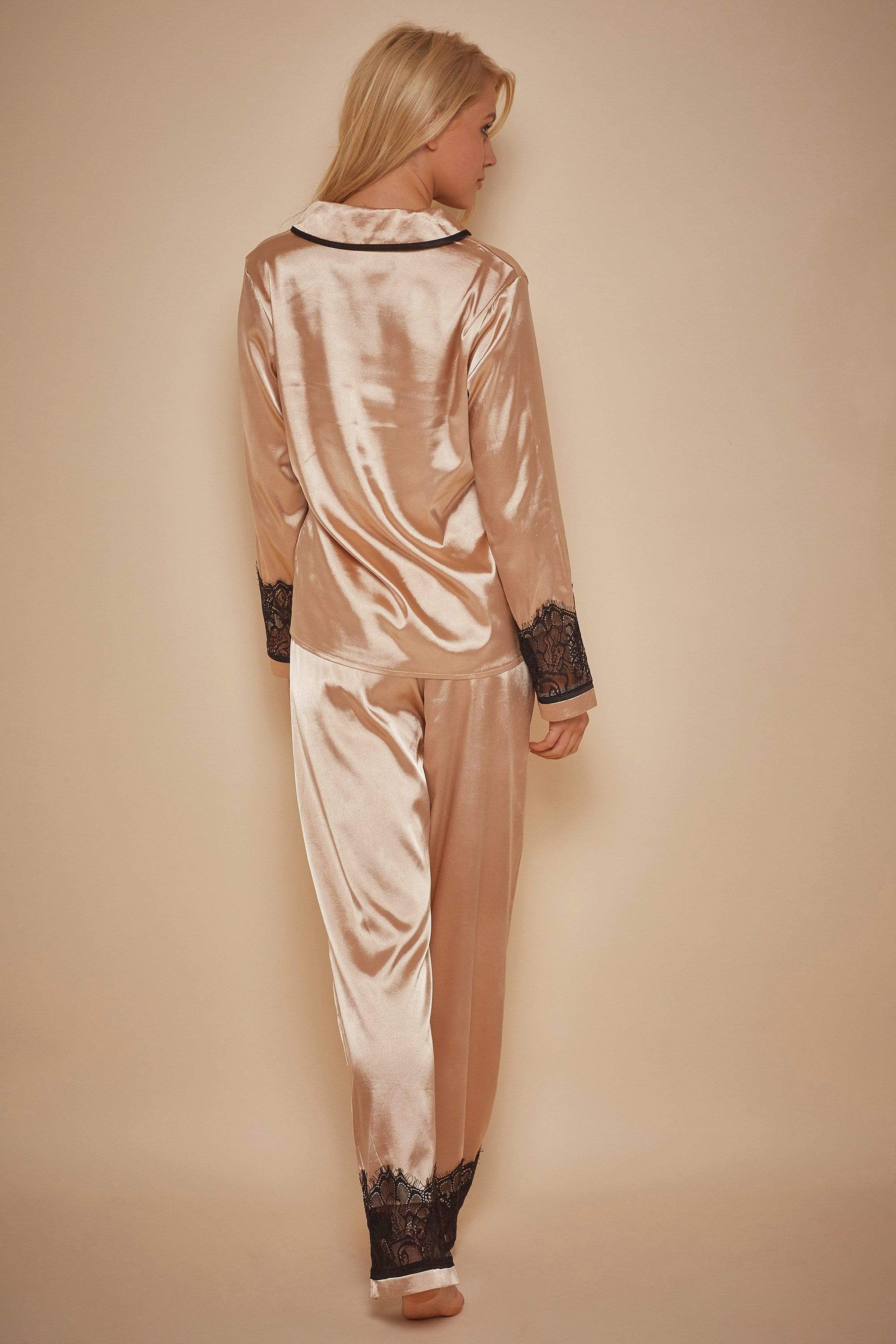 Wolf & Whistle Emmy Eyelash Lace Trim Long Sleeve PJ Set