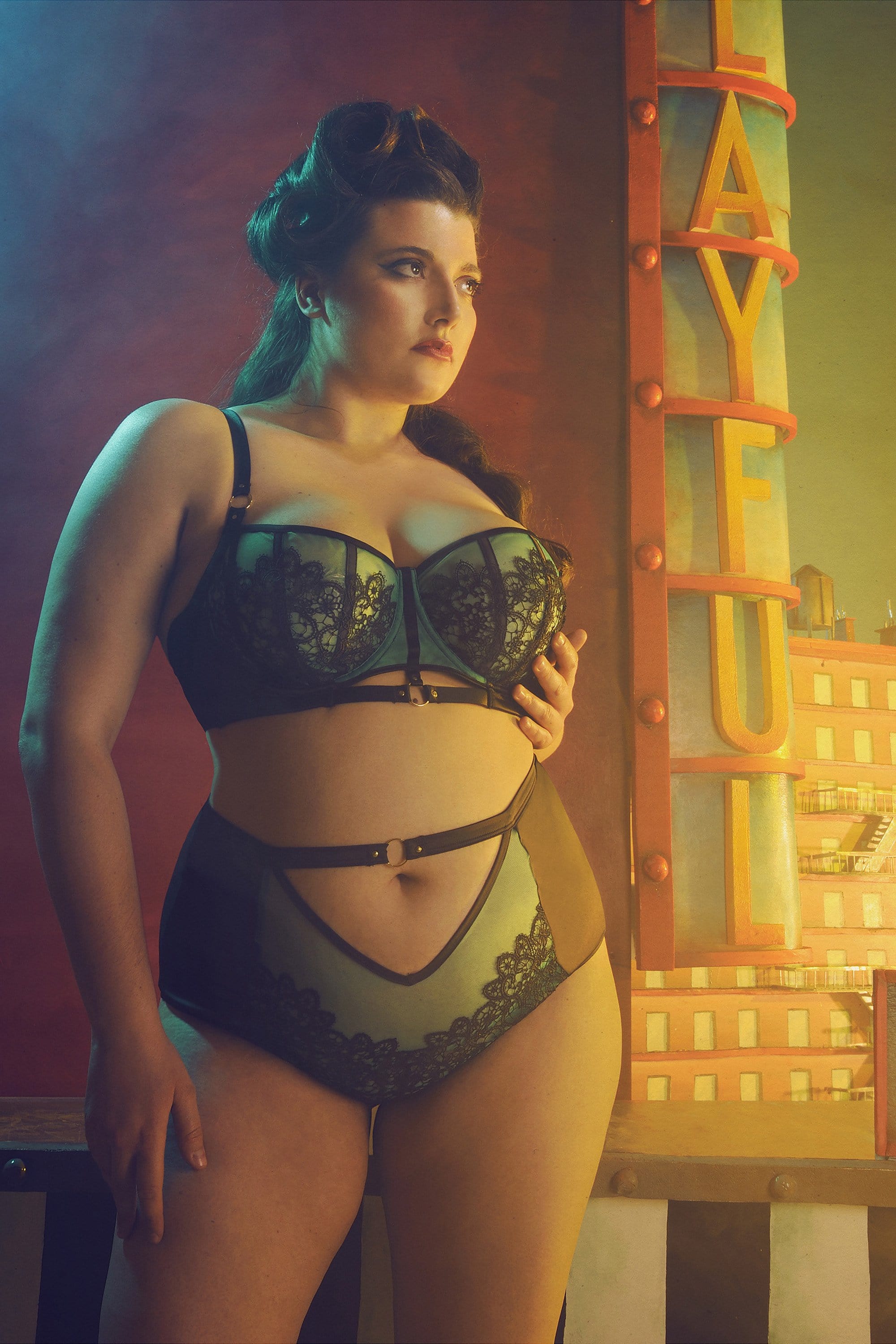 Emelda Ring Detail Satin & Lace Bra Curve