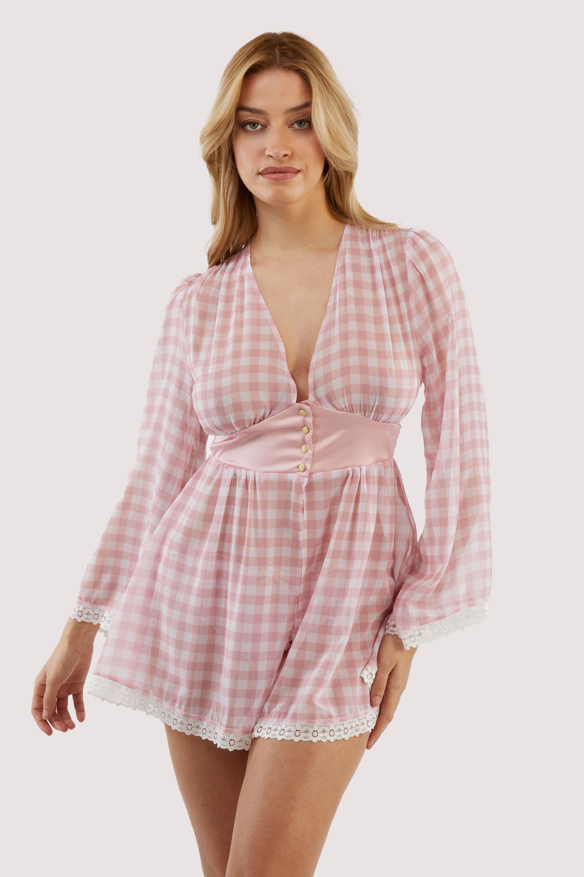 Mini Pink Gingham Robe