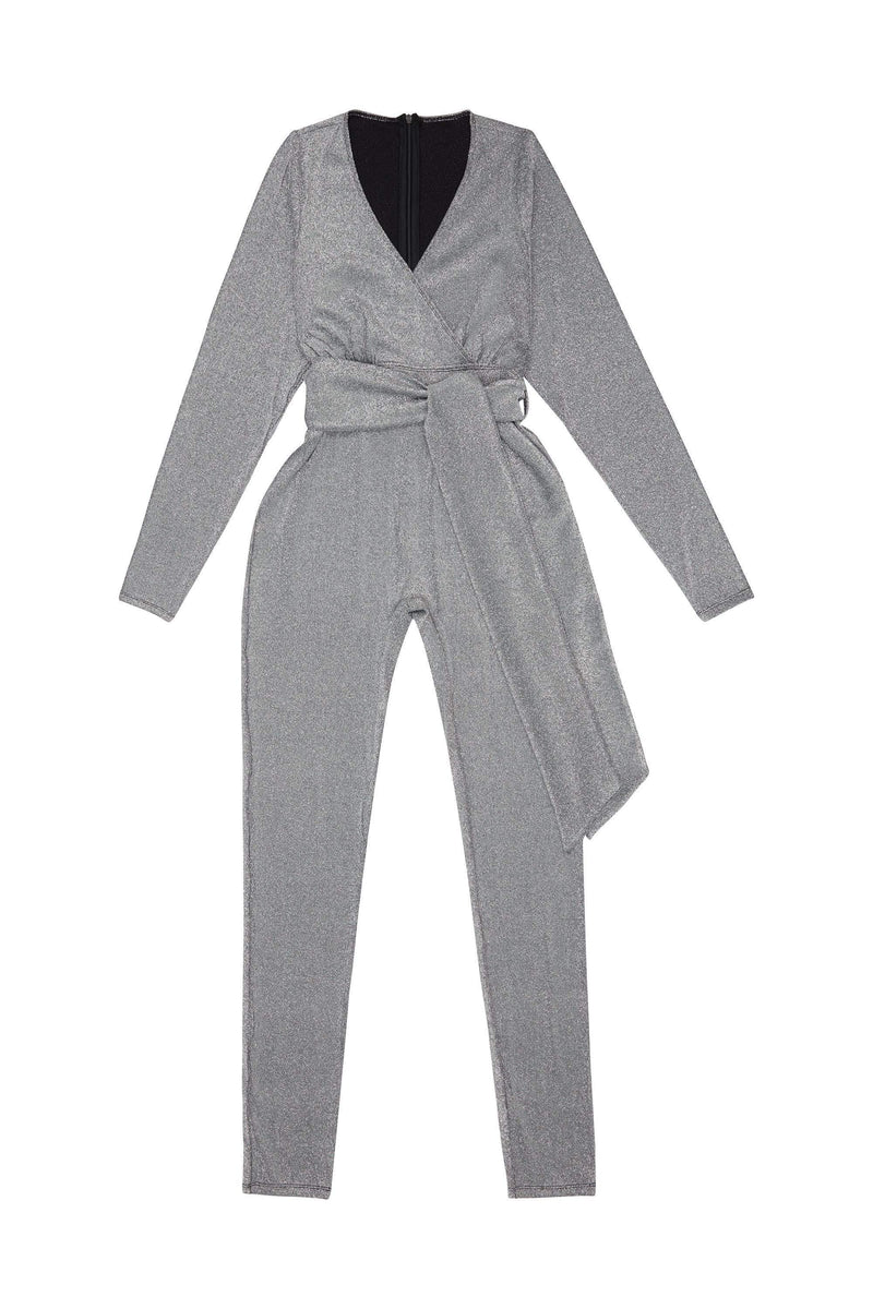 Felicity Hayward Farouz Silver Disco Jumpsuit