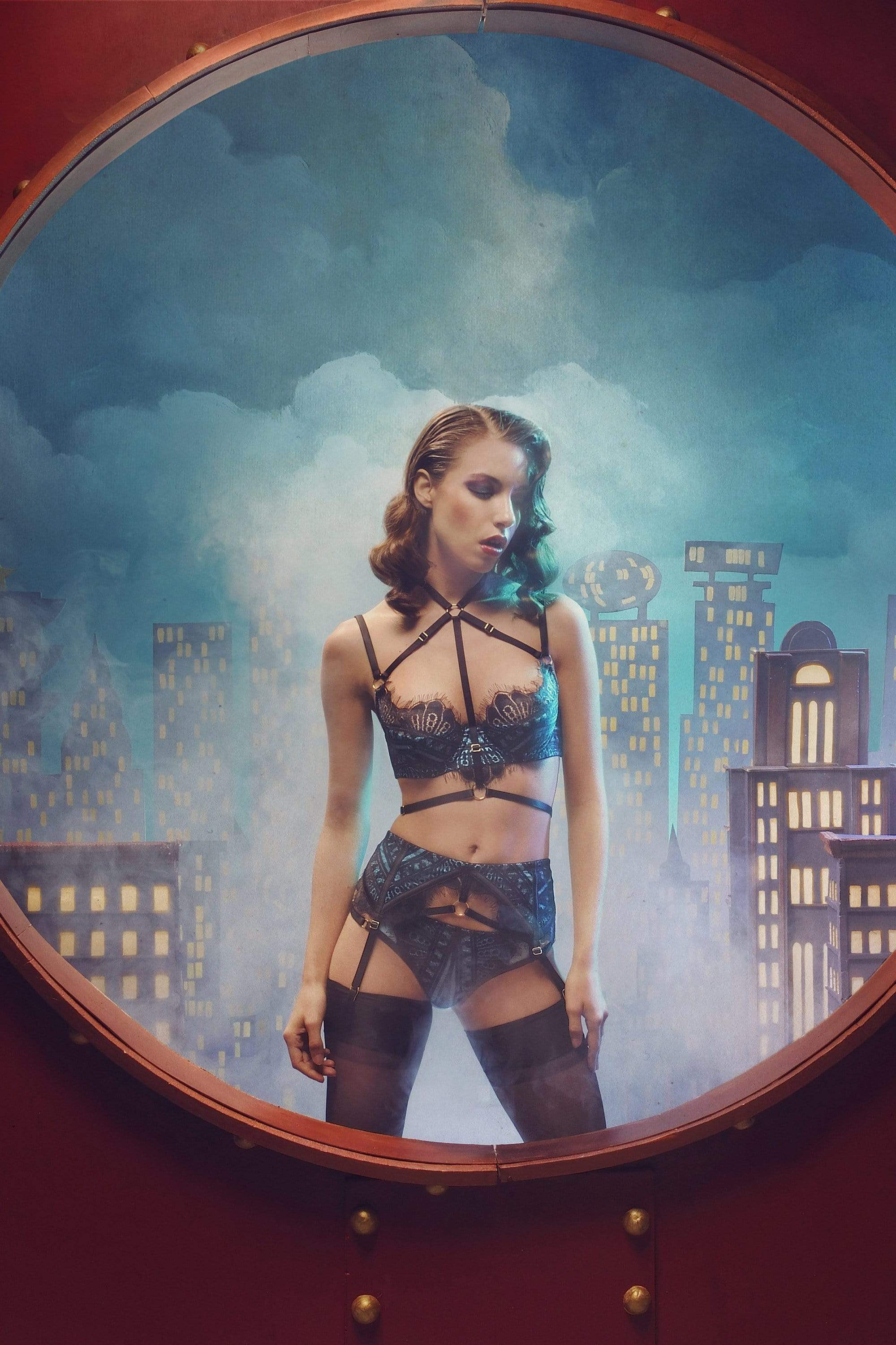 Sky Quarter Cup Lace Harness Bra A - D Cups