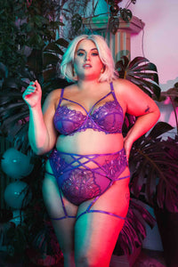 Walpole Purple Embroidered Strappy Balconette Set