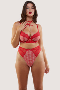 Adelaide Western Gingham And Lace Bra