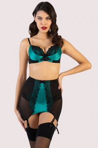 Melda Teal Satin And Lace Girdle