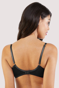 Etta Black Satin Quarter Cup Bra Set