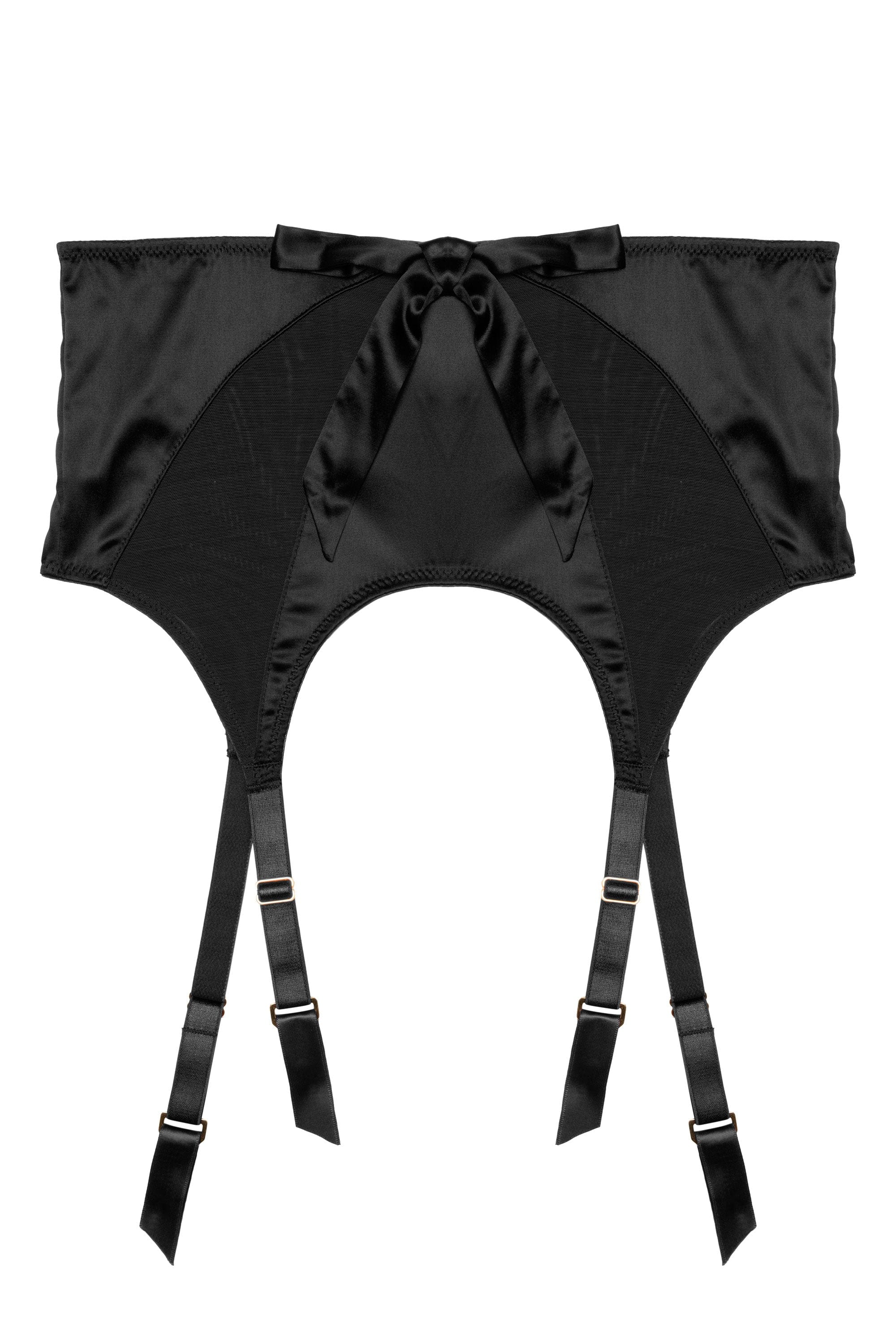 Etta Black Mesh And Satin Suspender Belt