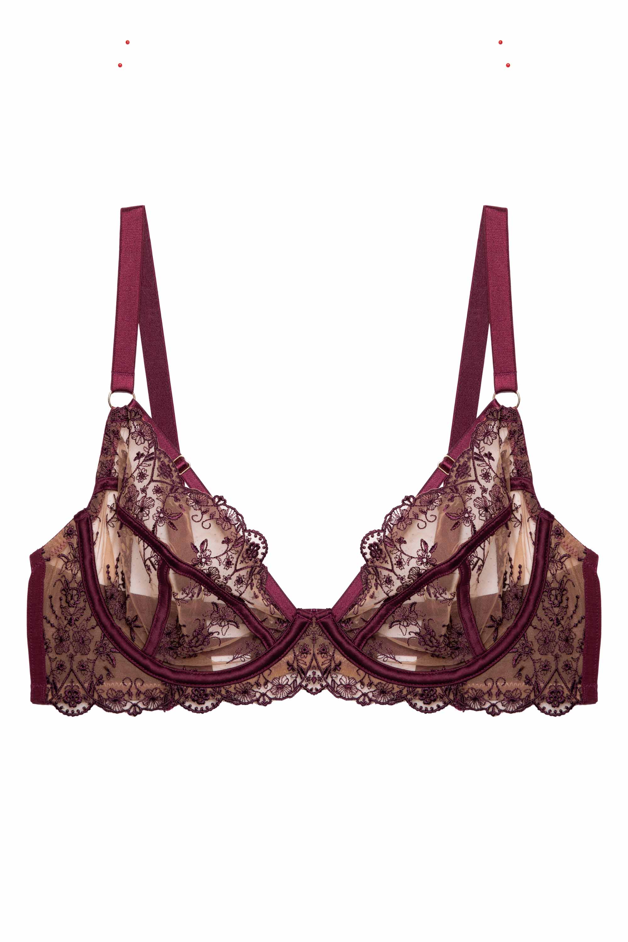 Cassia Wine Custom Embroidery Bra