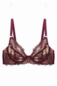 Cassia Wine Custom Embroidery Bra