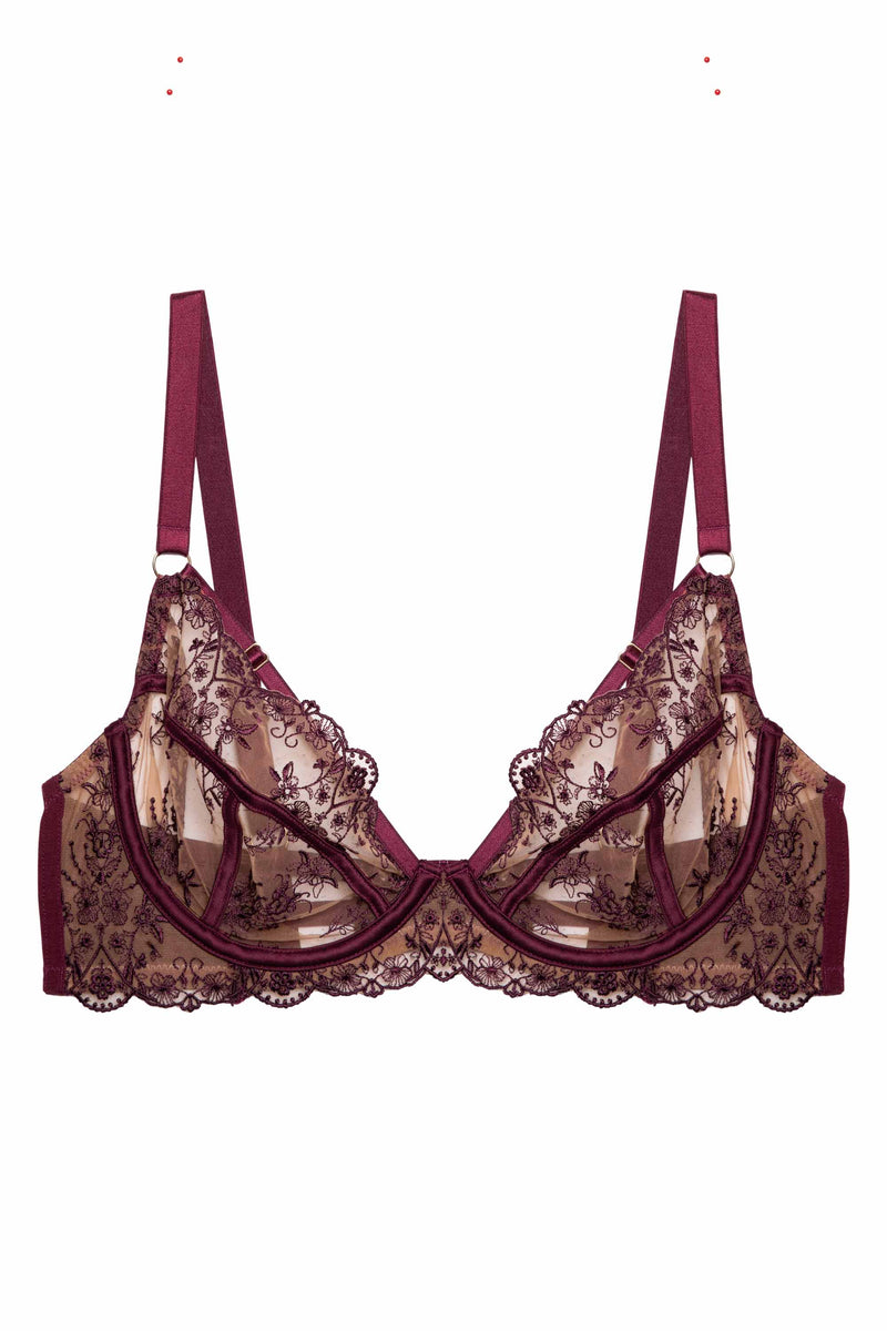 Cassia Wine Custom Embroidery Bra