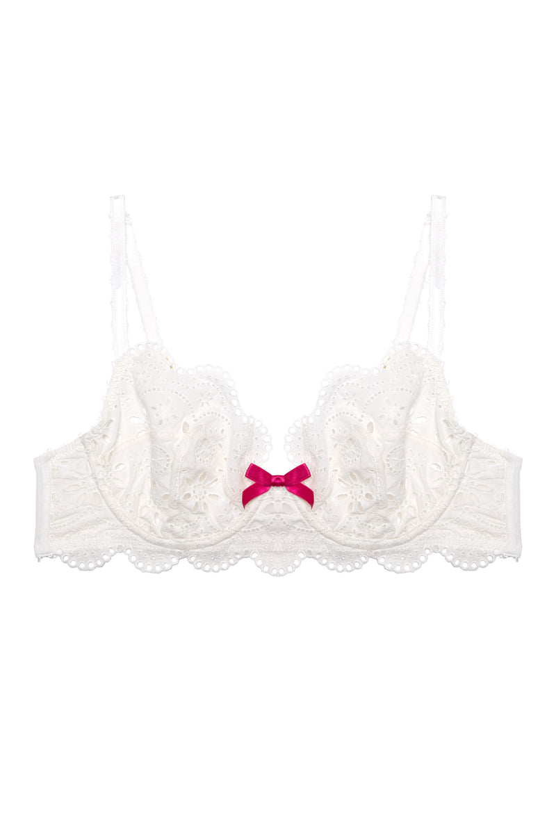 Camille White Broderie Balconette Bra