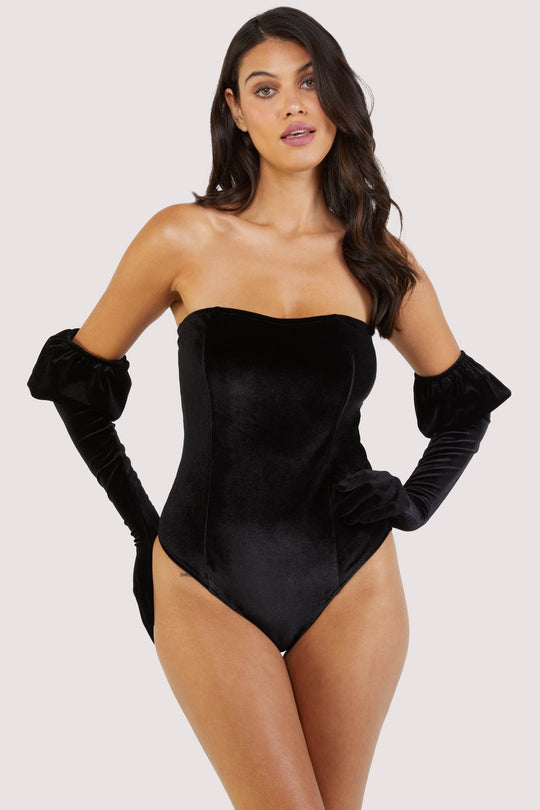 Halina puff-sleeve body with built-in gloves