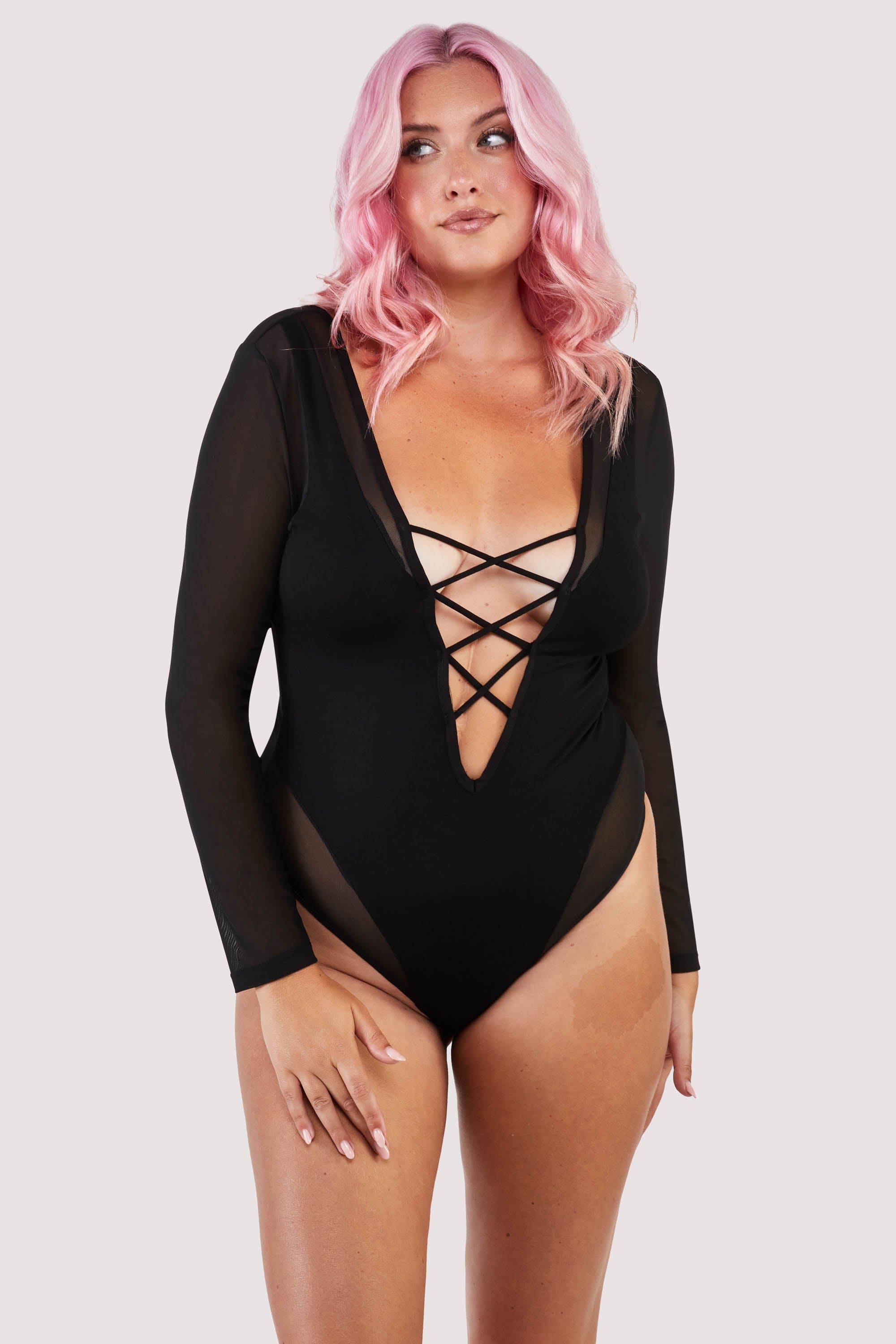 Anika mesh and jersey panelled long-sleeve body