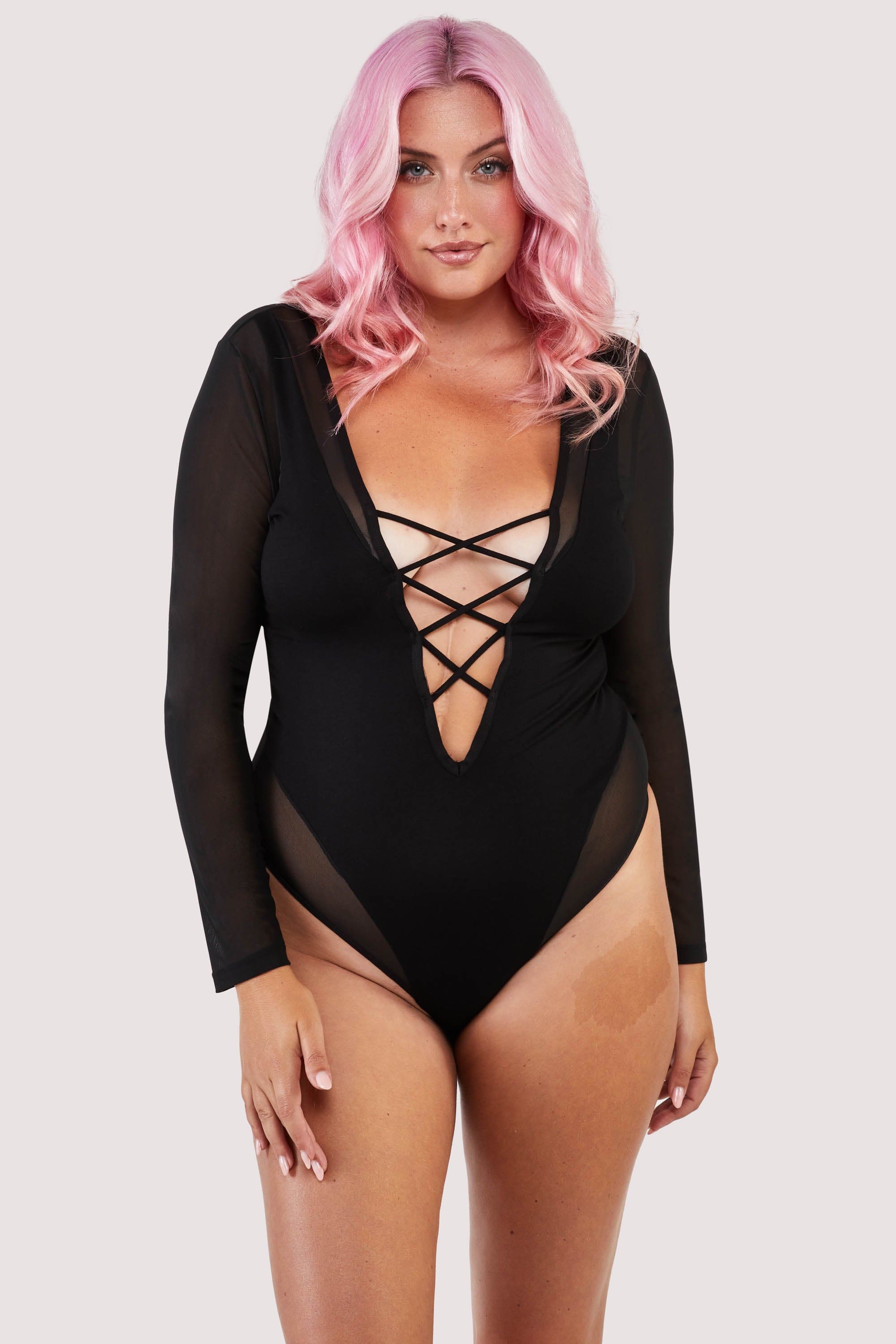 Anika mesh and jersey panelled long-sleeve body