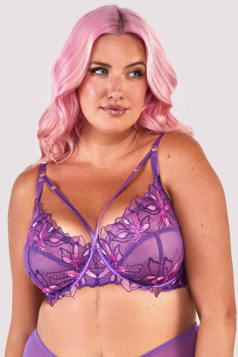 Walpole Purple Embroidered Strappy Balconette Set
