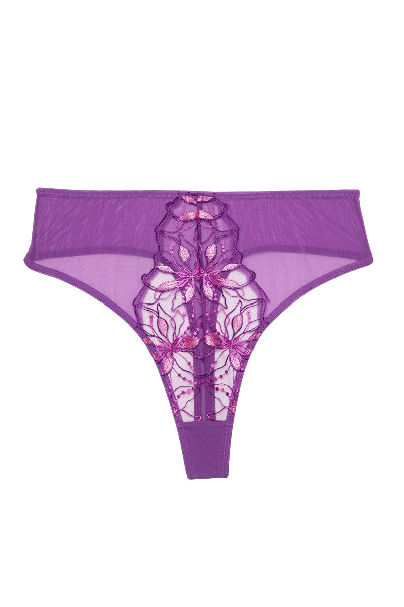 Walpole Purple Embroidered High Waist Thong