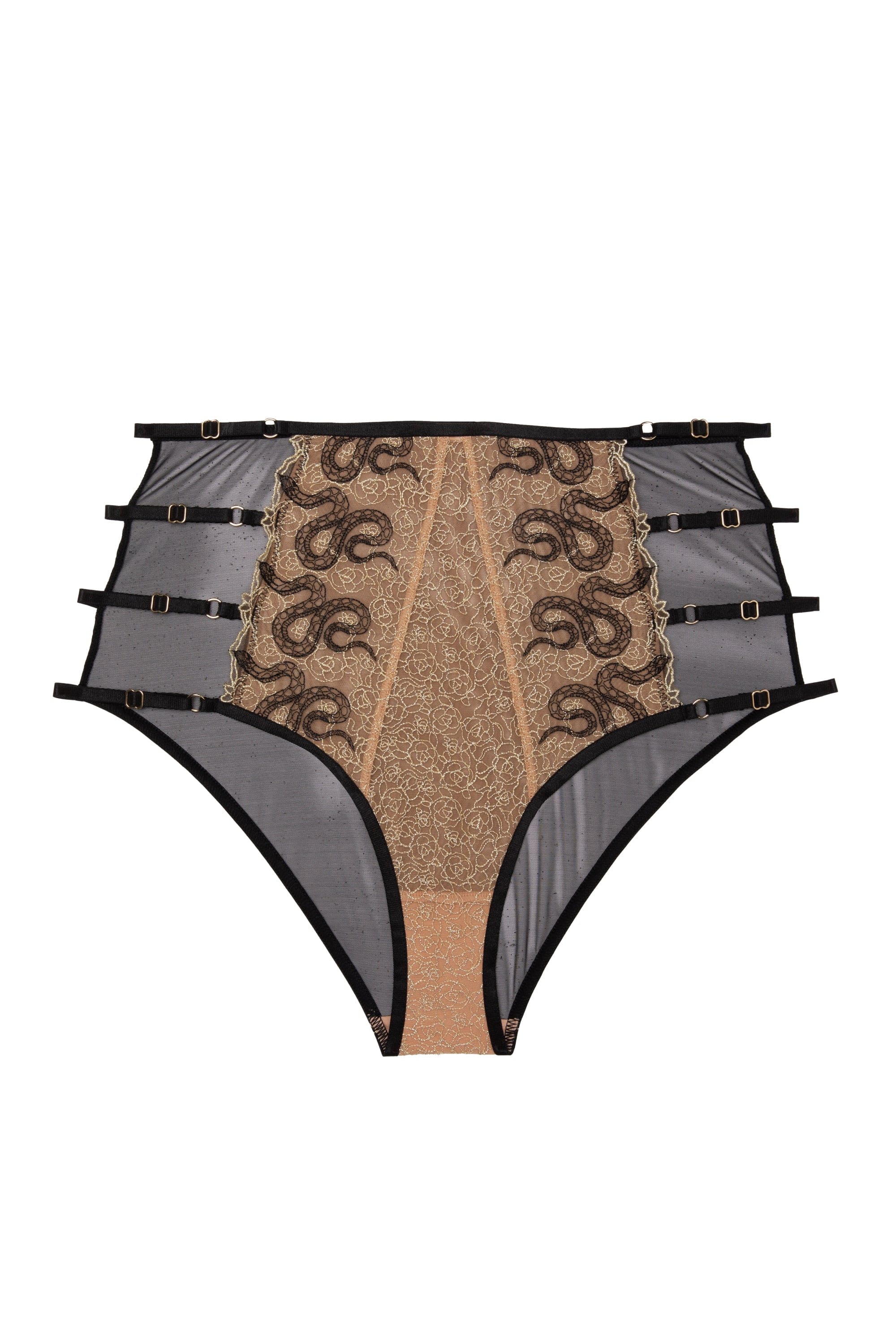 Amal Gold And Black Embroidery High Waist Brief