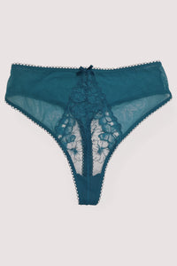 Mariposa Teal Butterfly Embroidery High Waist Thong