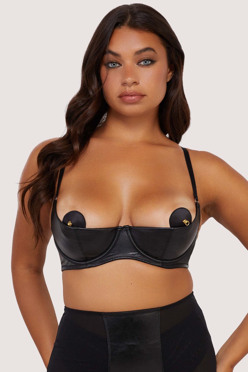 Iris Black Leatherette Padded Plunge Set