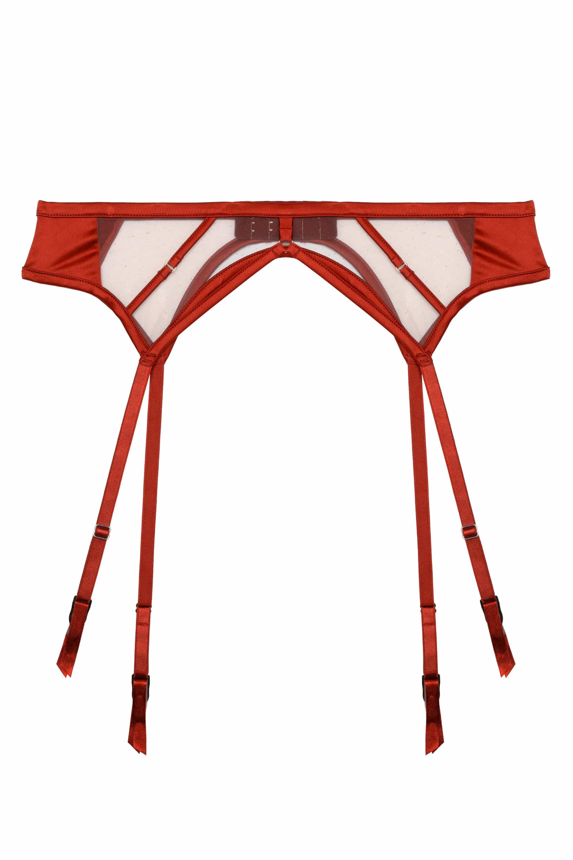 Ramona red Strap Detail Illusion Mesh Suspender
