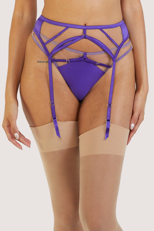 Ramona Purple Strap Detail Illusion Mesh Suspender