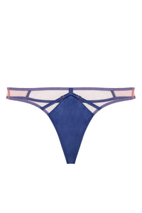 Cobalt blue cage thong with straps