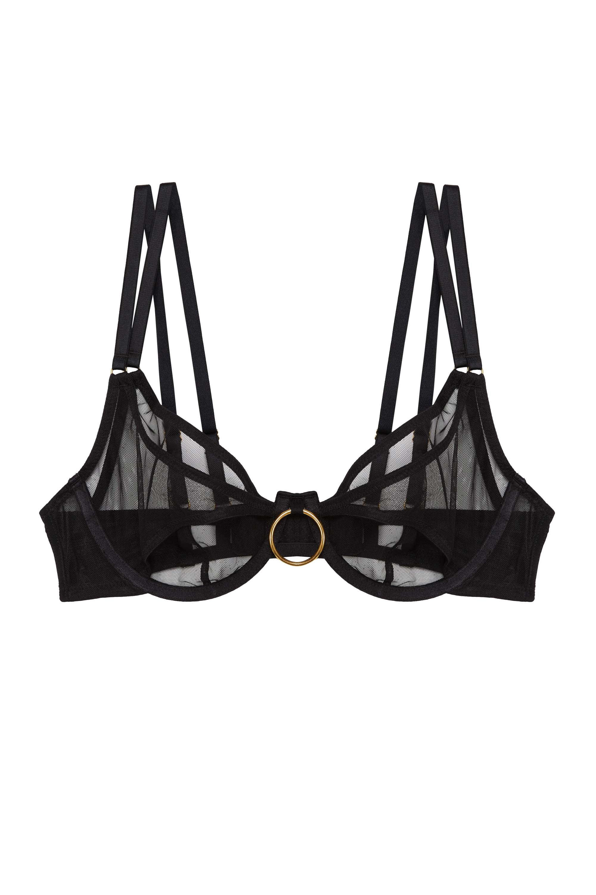 Emilia Black Mesh Double Ring Bra