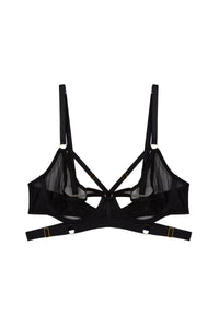 Alexa Black Mesh Overlay Thick Strap Bra