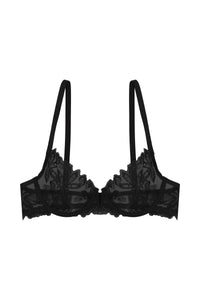 Eva Black Graphic Embroidery Balconette Bra