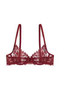 Eva Dark Cherry Graphic Embroidery Balconette Bra