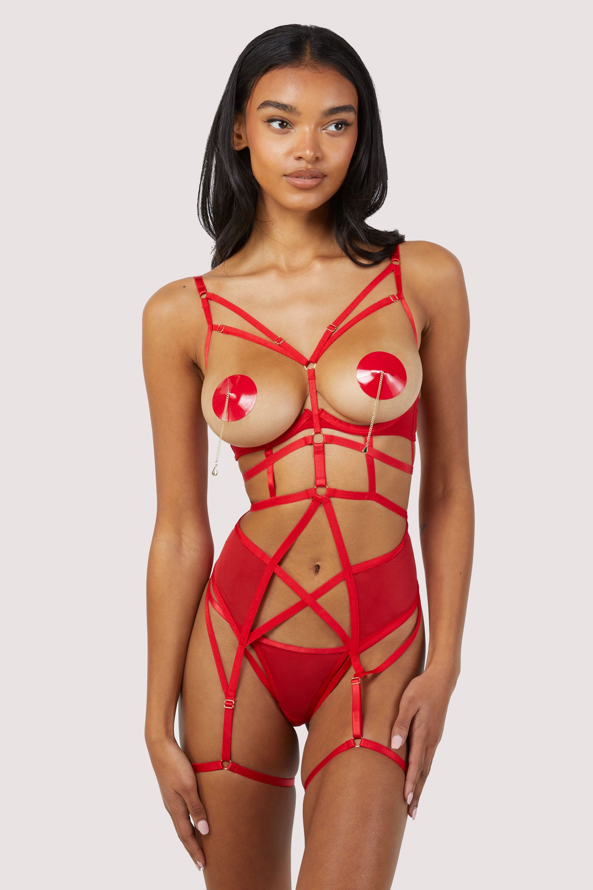 Sarah Red Open Cup Strappy Set