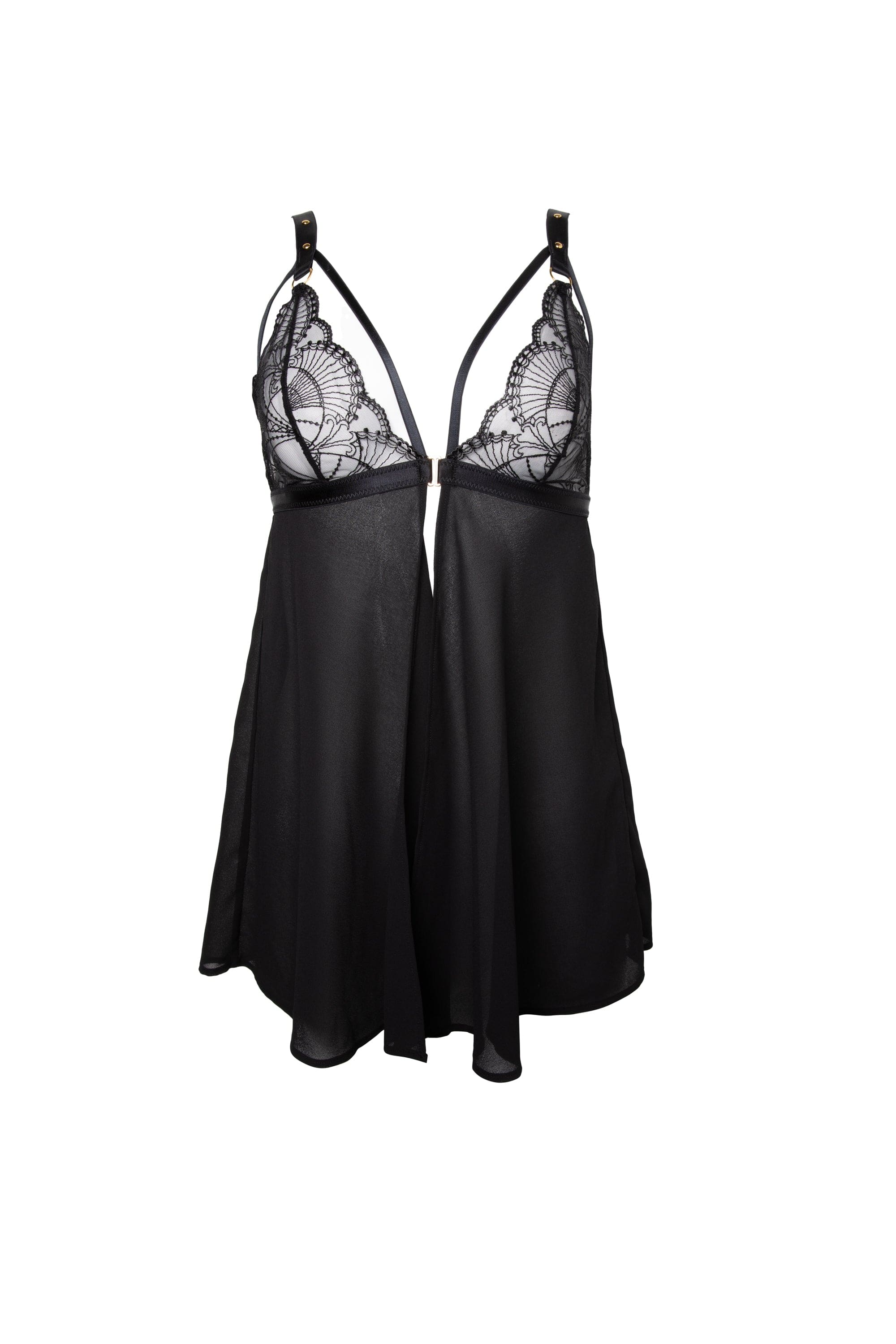Pippa Black Deco Embroidered Caged Babydoll