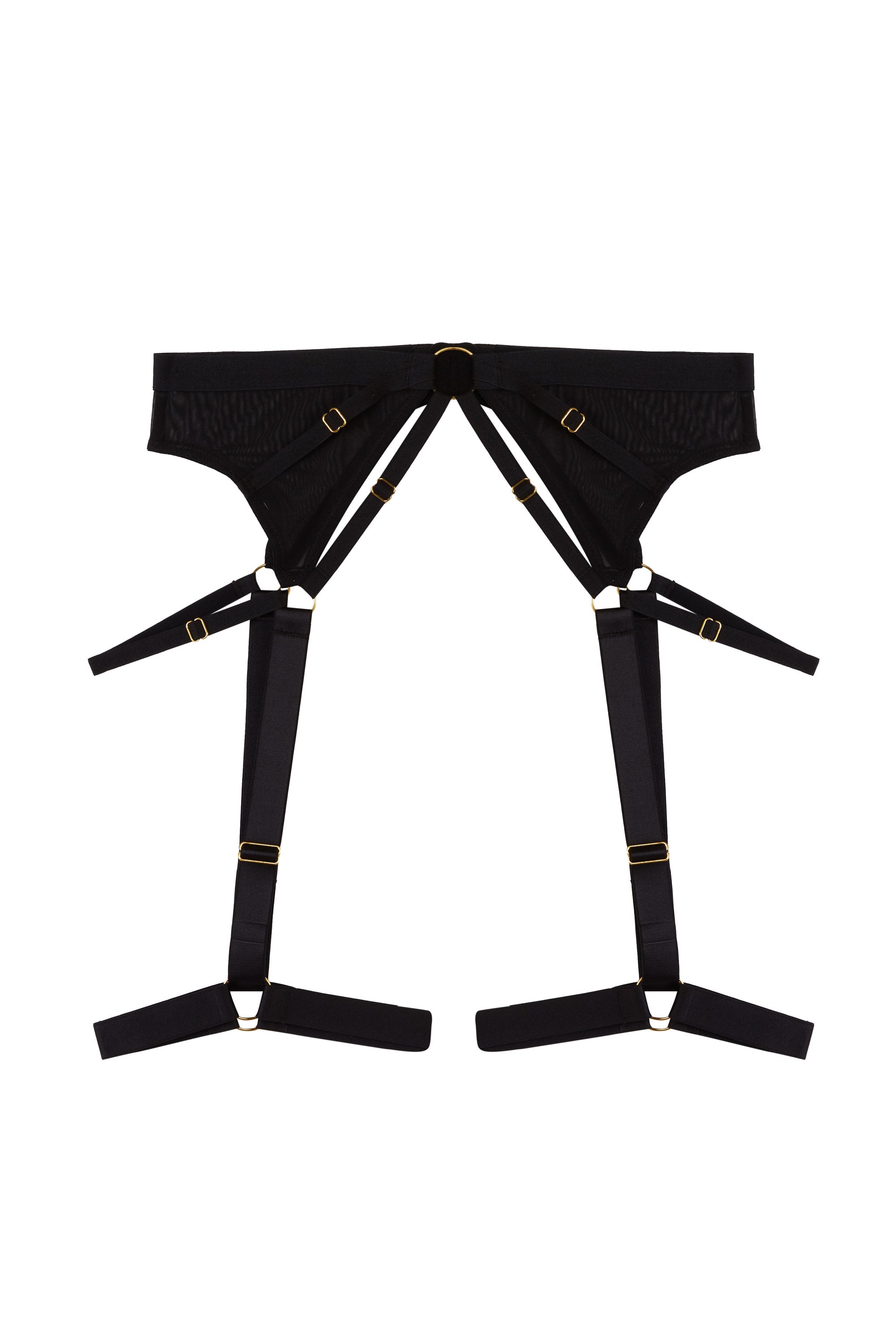 Alexa Black Mesh Overlay Thick Strap Suspender