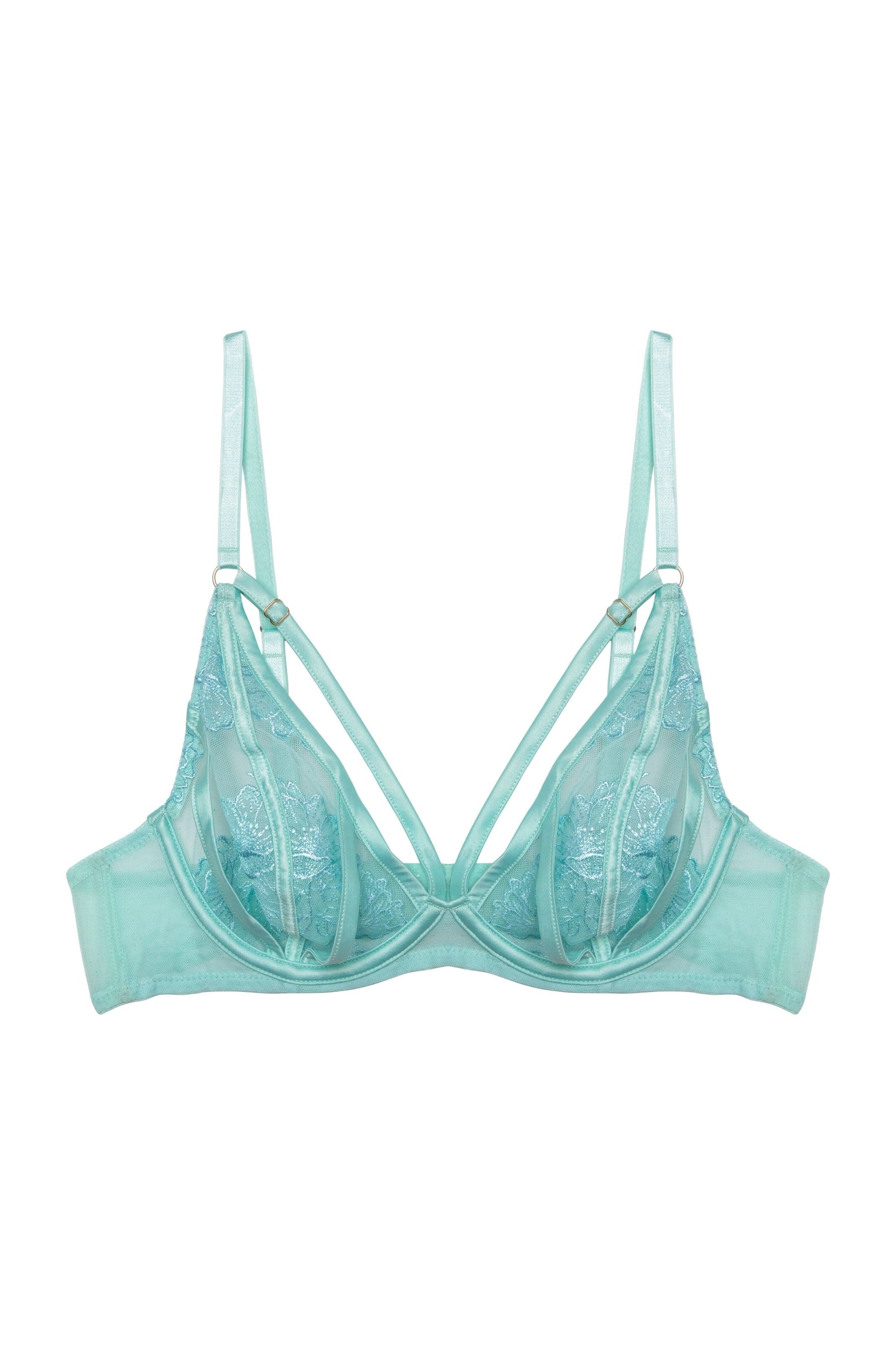 Valerie Aqua Embroidery & Mesh Plunge Bra