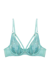 Valerie Aqua Embroidery & Mesh Plunge Bra