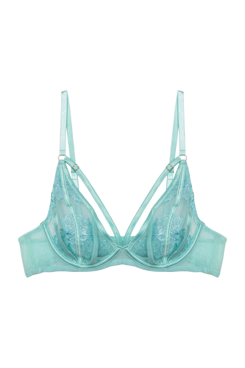 Valerie Aqua Embroidery & Mesh Plunge Bra