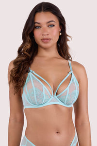 Valerie Aqua Embroidery & Mesh Plunge Bra