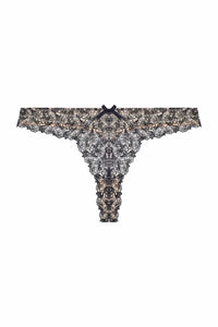 Skull & Roses Embroidery Peach Thong