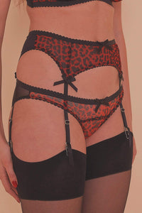 Josie Leopard Mesh Picot Suspender Belt Core