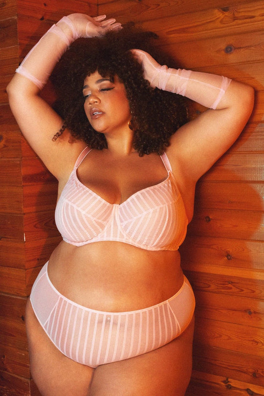 Presley Pink Stripe And Lace Trim Bra