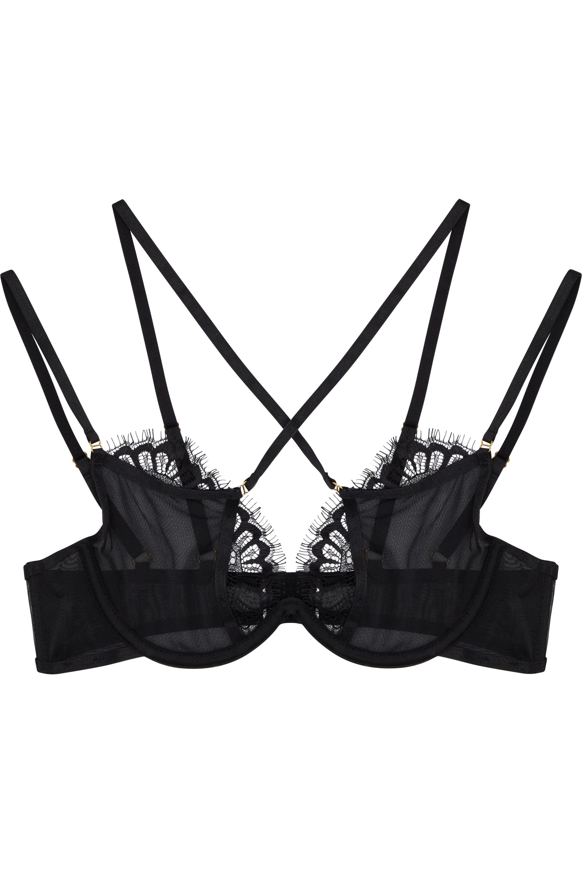 Peek & Beau Polly Black lace cross over bra A - E