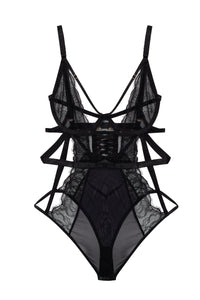 Teigan Black Lace Up Strappy Body