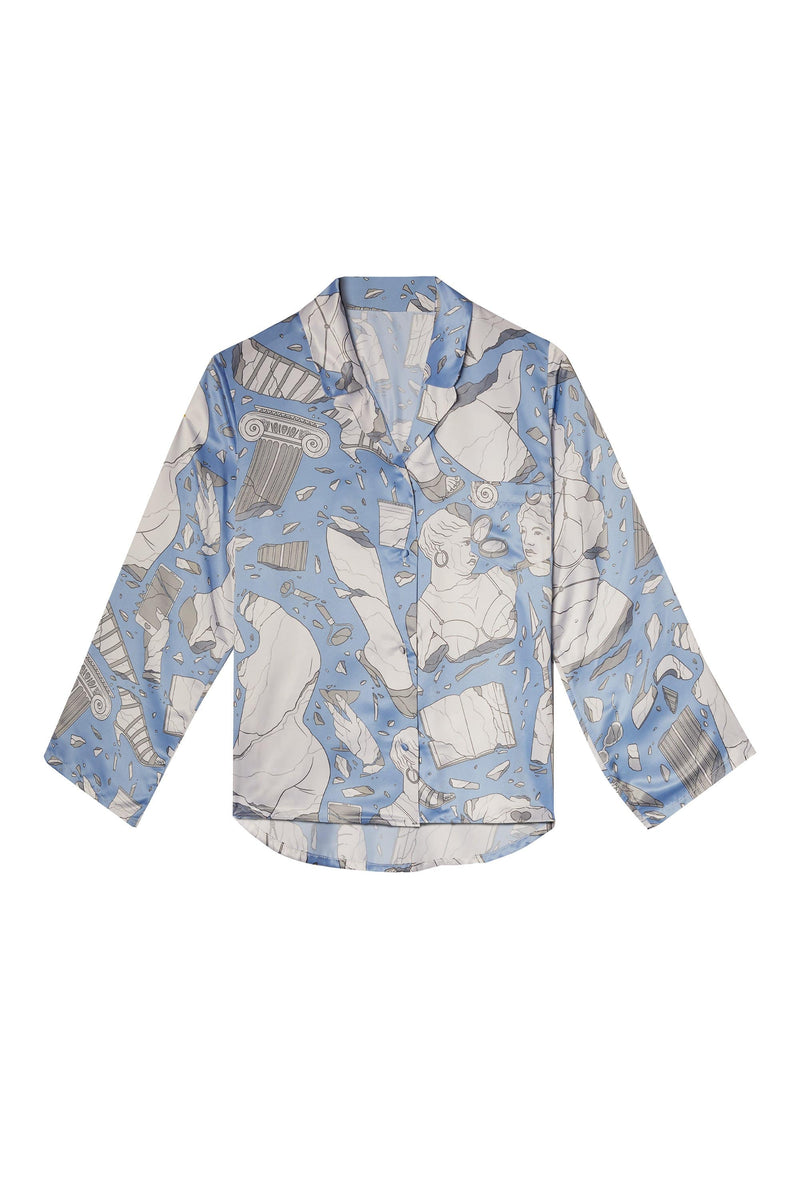 Logan Spector Recycled Blue Statues Long Sleeve Top
